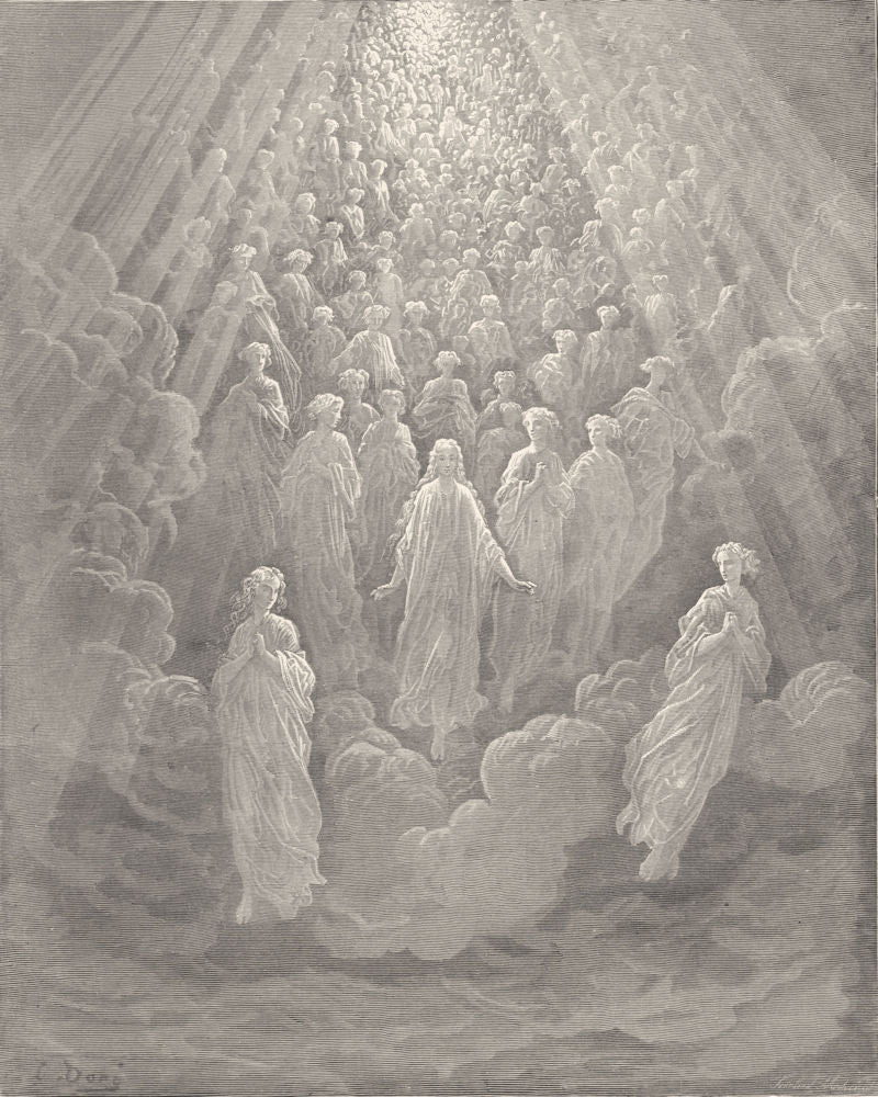 DANTE. So drew full more than thousand splendours towards us 1893 old print
